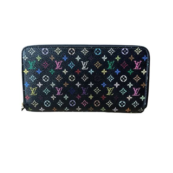 402. Louis Vuitton  Monogram Multicolor Zippy Wallet Black - Hot Pink - Picture 1 of 6